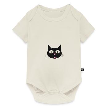 Chat mignon, matou au nez en forme de cœur - Body à manches courtes Premium Bébé - blanc cassé - Devant