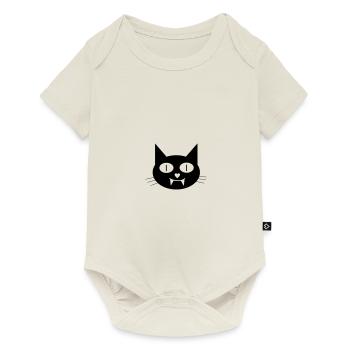 Halloween vampire cat with canines - Baby Premium short-sleeve bodysuit - off white - Front