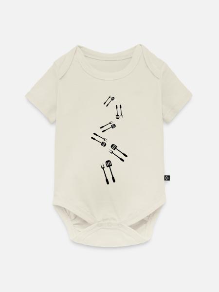 Grillzange Grillen Symbol - Baby Premium Kurzarmbody - Naturweiß