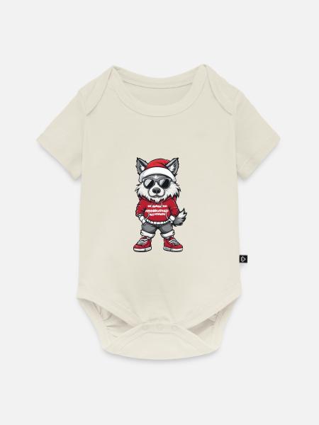Wolf Weihnachten X-Mas - Baby Premium Kurzarmbody - Naturweiß