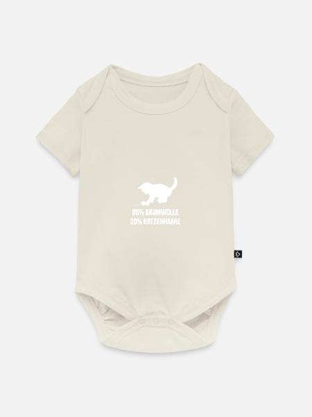 80% Baumwolle 20% Katzenhaare Baumwolle Katzenhaar - Baby Premium Kurzarmbody - Naturweiß