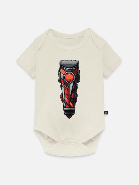 Haarschneidemaschine Barber - Baby Premium Kurzarmbody - Naturweiß