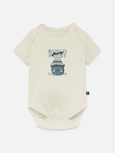 BUILD SNOWY FROST - Baby Premium Kurzarmbody - Naturweiß