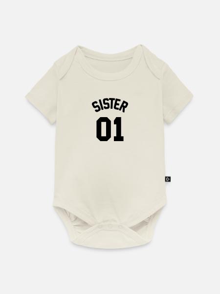 Sister 01 - Baby Premium Kurzarmbody - Naturweiß