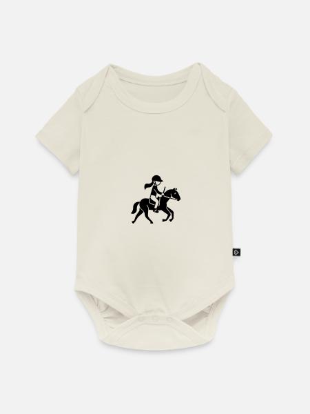 Pferdereiten Dressur Reiterin - Baby Premium Kurzarmbody - Naturweiß