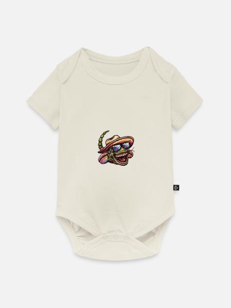 Wurm Lustig Sombrero - Baby Premium Kurzarmbody - Naturweiß