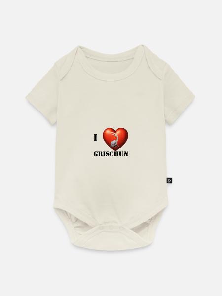 I Love Grischun - Baby Premium Kurzarmbody - Naturweiß