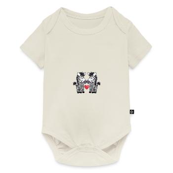 Zebra Paar Valentinstag - Baby Premium Kurzarmbody - Naturweiß - Vorne