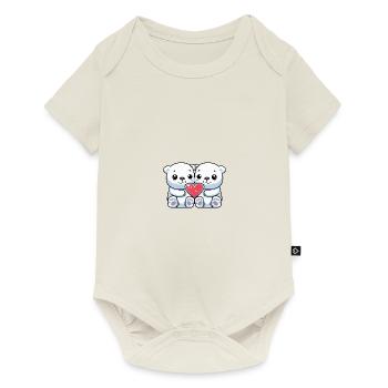 Couple d’ours polaires Saint-Valentin - Body à manches courtes Premium Bébé - blanc cassé - Devant