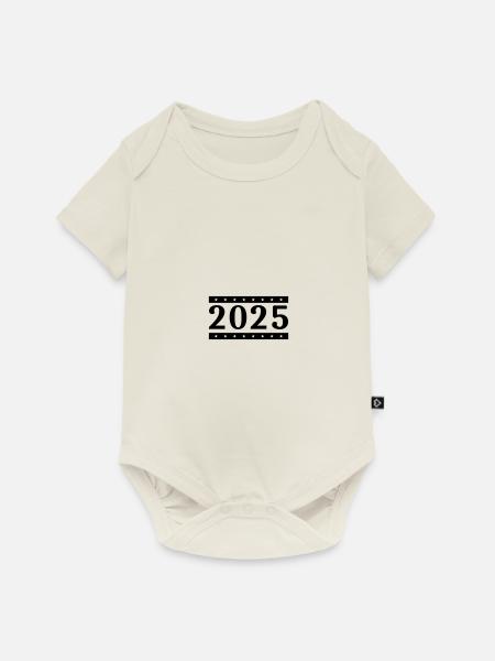2025 Jahr - Baby Premium Kurzarmbody - Naturweiß