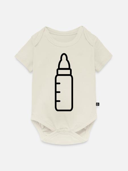 Babyflasche - Baby Premium Kurzarmbody - Naturweiß