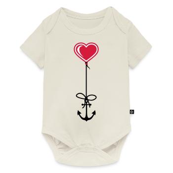 anker herz matrose kapitaen seemann schiff boot me - Baby Premium Kurzarmbody - Naturweiß - Vorne