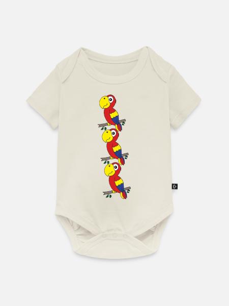 papagei drillinge - Baby Premium Kurzarmbody - Naturweiß