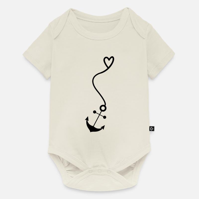 Ancrer avec cœur - Body à manches courtes Premium Bébé - blanc cassé