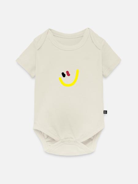 EM2018 DE (Smiley) - Baby Premium Kurzarmbody - Naturweiß
