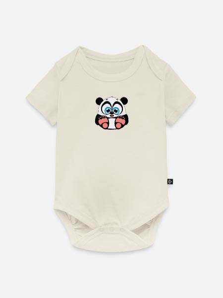 Percy Panda - Baby Premium Kurzarmbody - Naturweiß