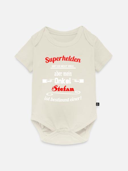 Superhelden Onkel Stefan - Baby Premium Kurzarmbody - Naturweiß