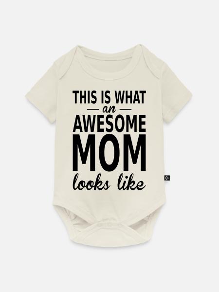 awesome mom - Baby Premium Kurzarmbody - Naturweiß