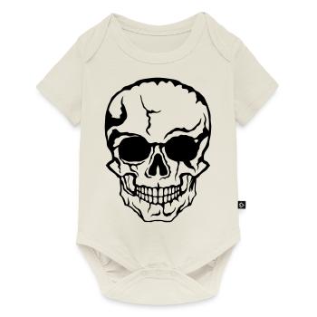 tete de mort halloween horreur dessin 21 - Body à manches courtes Premium Bébé - blanc cassé - Devant
