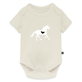 Pferd mit Herz Reiterin Pferde Pferdestall Reiten - Baby Premium Kurzarmbody - Naturweiß - Vorne