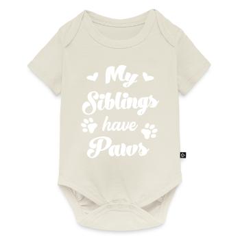 My siblings have paws dogs baby cats - Baby Premium short-sleeve bodysuit - off white - Front