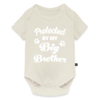 Protégé par ma douche de bébé chien grand frère - Body à manches courtes Premium Bébé - blanc cassé - Devant
