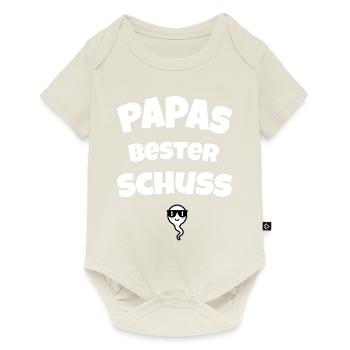 Papas bester Schuss Baby Party Nachwuchs Geburt - Baby Premium Kurzarmbody - Naturweiß - Vorne
