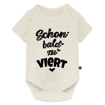 Bald zu viert Schwangerschaft verkünden Babyparty - Baby Premium Kurzarmbody - Naturweiß - Vorne
