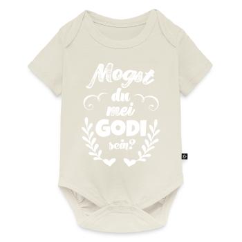 Patentante fragen Godi fragen Taufpatin Taufe Baby - Baby Premium Kurzarmbody - Naturweiß - Vorne