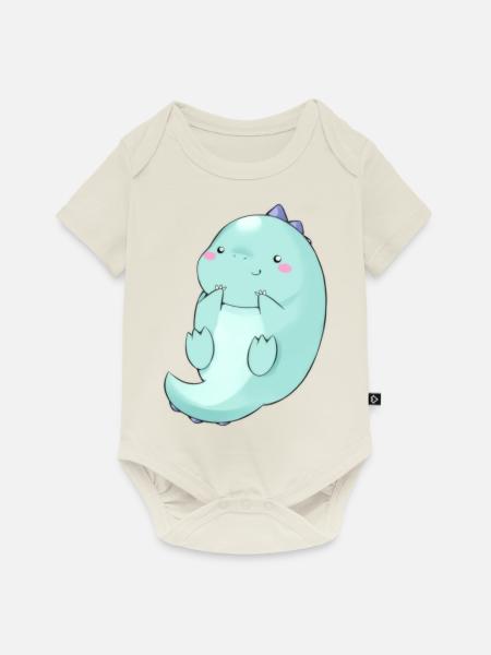 Dino - Baby Premium Kurzarmbody - Naturweiß