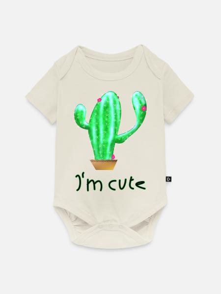 Kaktus - Baby Premium Kurzarmbody - Naturweiß
