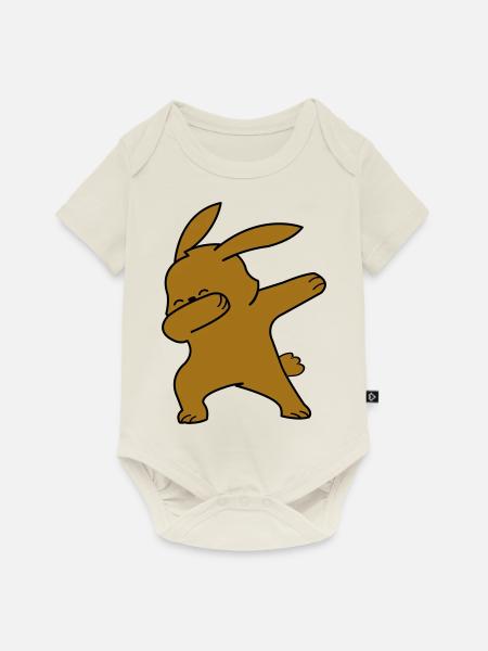 dabbing rabbit - Baby Premium Kurzarmbody - Naturweiß