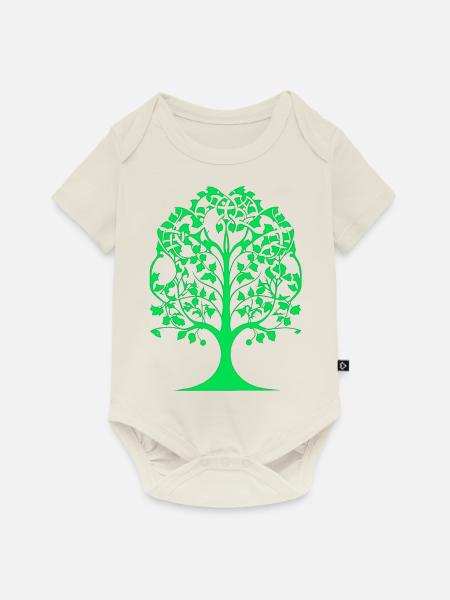 grüner Baum - Baby Premium Kurzarmbody - Naturweiß