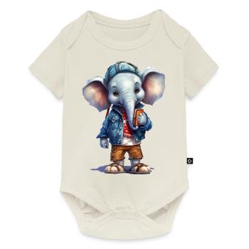 Cute Elephant Cartoon - Baby Premium short-sleeve bodysuit - off white - Front