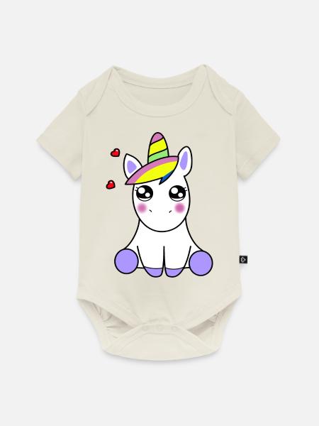 KAWAII EINHORN - Baby Premium Kurzarmbody - Naturweiß