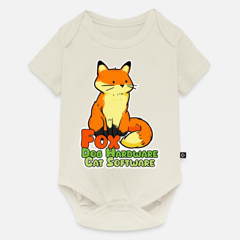 Fuchs digital! Hardware: Hund Software: Katze - Baby Premium Kurzarmbody - Naturweiß