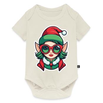 Elf Christmas Drawing - Baby Premium short-sleeve bodysuit - off white - Front