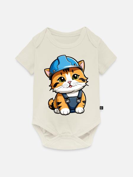 Fleißige Katze - Baby Premium Kurzarmbody - Naturweiß