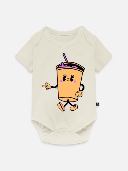 drink cartoon - Baby Premium Kurzarmbody - Naturweiß