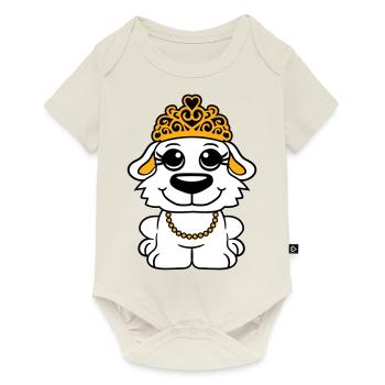 Chien Couronne Reine Fille Jolie Princesse Femme - Body à manches courtes Premium Bébé - blanc cassé - Devant