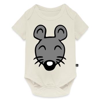 Maus Mäuschen Süße Kleine Ratte Nager Freundlich - Baby Premium Kurzarmbody - Naturweiß - Vorne