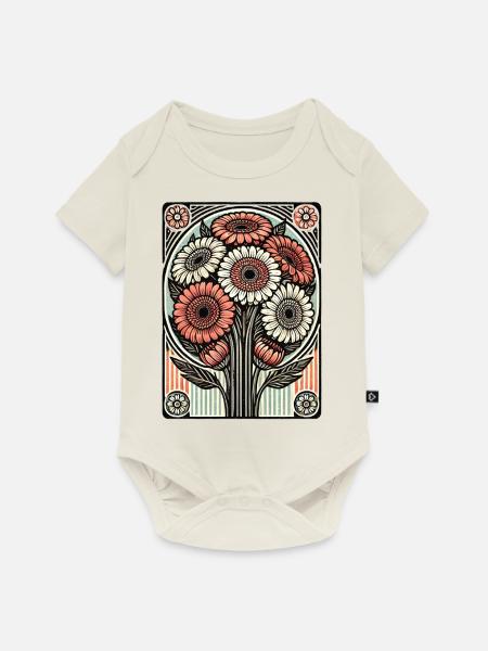 Gerbera Gänseblümchen - Baby Premium Kurzarmbody - Naturweiß