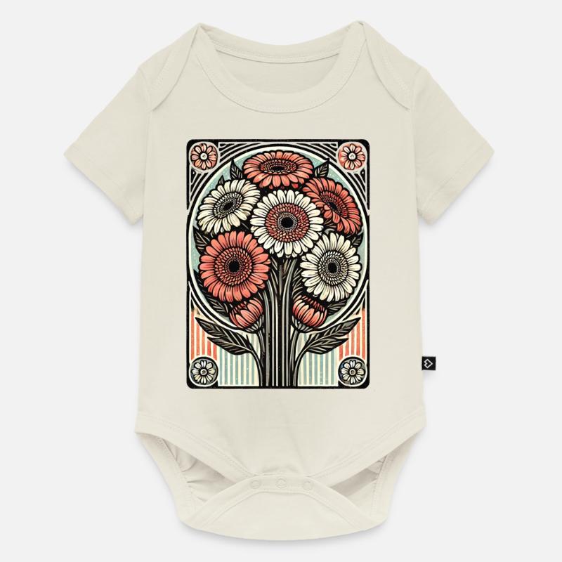 Gerbera Gänseblümchen - Baby Premium Kurzarmbody - Naturweiß