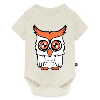 hibou oiseau aigle hibou hibou nuit oiseau effraie des granges chouette bande dessinée - Body à manches courtes Premium Bébé - blanc cassé - Devant