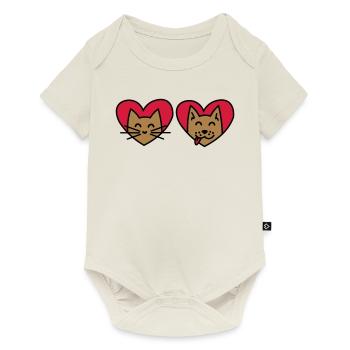 Cat and Dog with Heart! Cat and dog with hearts - Baby Premium short-sleeve bodysuit - off white - Front