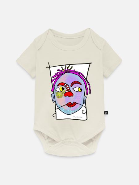 Nebula Gesichtsdruck - Baby Premium Kurzarmbody - Naturweiß