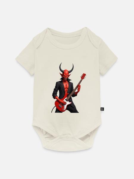 Teufel mit roter E-Gitarre - Baby Premium Kurzarmbody - Naturweiß