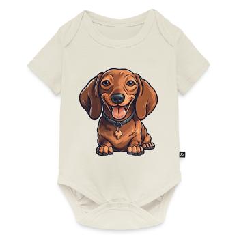 Dachshund Teckel Dog Breed Illustration Puppy Picture - Baby Premium short-sleeve bodysuit - off white - Front