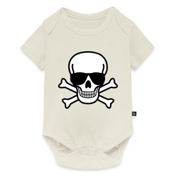Skull with Sunglasses - 2 colors - Body à manches courtes Premium Bébé - blanc cassé - Devant