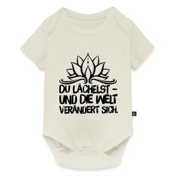 Yoga Meditation Spiritualität Lächeln Schwarz - Baby Premium Kurzarmbody - Naturweiß - Vorne